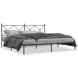 vidaXL Cadre de lit m&eacute;tal sans matelas avec t&ecirc;te de lit noir 193x203cm