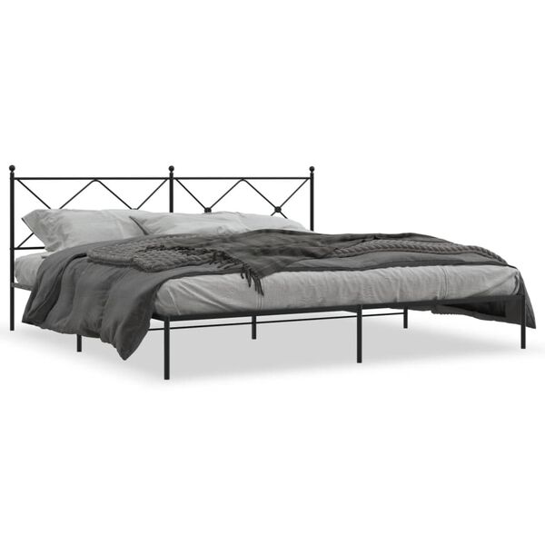 vidaXL Cadre de lit m&eacute;tal sans matelas avec t&ecirc;te de lit noir 193x203cm