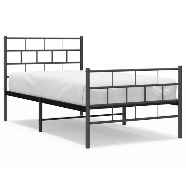 vidaXL Cadre de lit m&eacute;tal sans matelas avec pied de lit noir 100x190cm