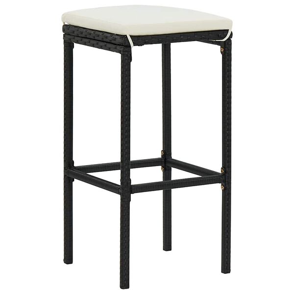 vidaXL Tabourets de bar avec coussins lot de 4 noir r&eacute;sine tress&eacute;e
