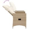 vidaXL Canap&eacute; de jardin inclinable 2 places avec table beige rotin