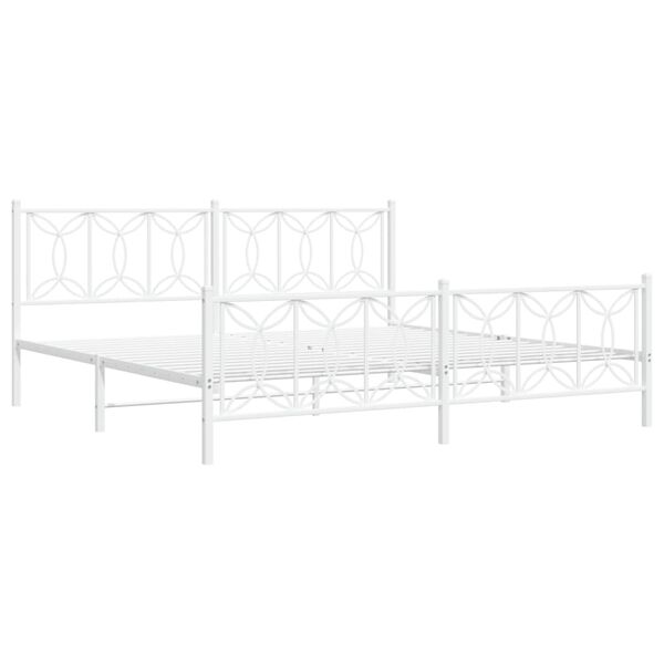 vidaXL Cadre de lit métal sans matelas et pied de lit blanc 193x203 cm