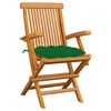 vidaXL Chaises de jardin avec coussins vert lot de 3 Bois teck massif
