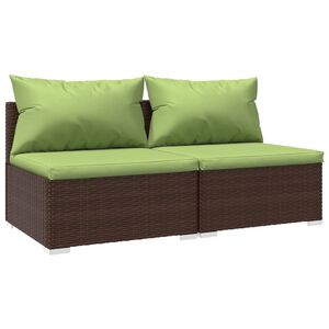vidaXL Salon de jardin 2 pcs avec coussins R&eacute;sine tress&eacute;e Marron