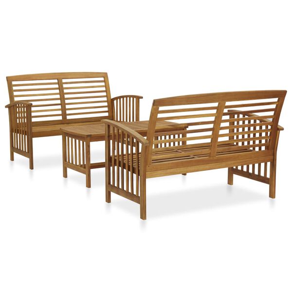 vidaXL Salon de jardin 3 pcs Bois d'acacia solide
