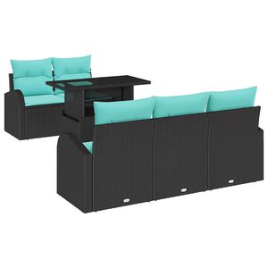 vidaXL Ensemble de canap&eacute; de jardin 6 pcs Noir Poly Rattan