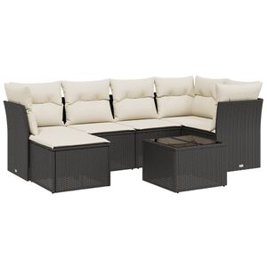 vidaXL Salon de jardin 6 pcs avec coussins noir r&eacute;sine tress&eacute;e