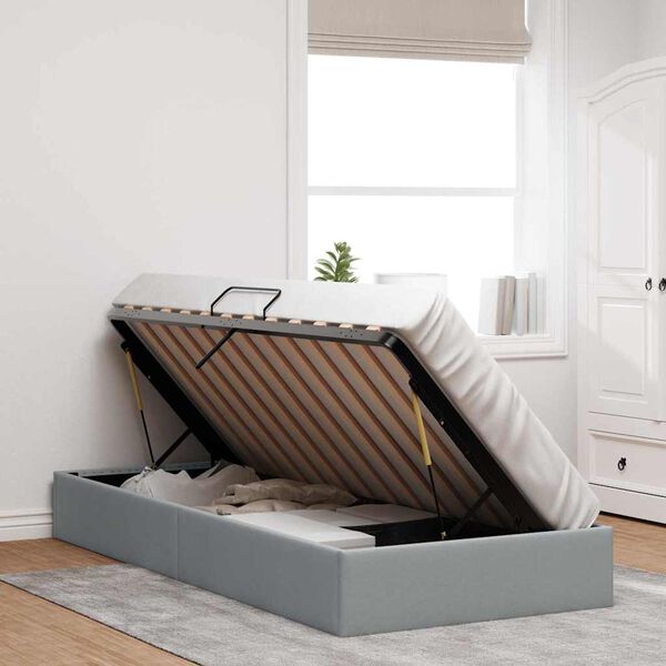 vidaXL Lit de Rangement avec matelas Gris clair 203 x 100 cm tissu