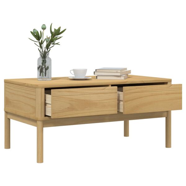vidaXL Table basse FLORO cire marron 99x55,5x45 cm bois massif de pin