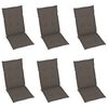 vidaXL Chaises de jardin lot de 6 avec coussins taupe Bois teck massif