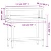 vidaXL Table de travail de cuisine avec étagère 110x55x120 cm inox