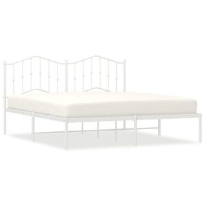 vidaXL Cadre de lit m&eacute;tal sans matelas et t&ecirc;te de lit blanc 183x213 cm