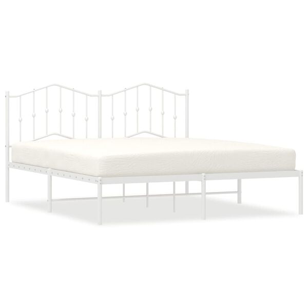 vidaXL Cadre de lit m&eacute;tal sans matelas et t&ecirc;te de lit blanc 183x213 cm