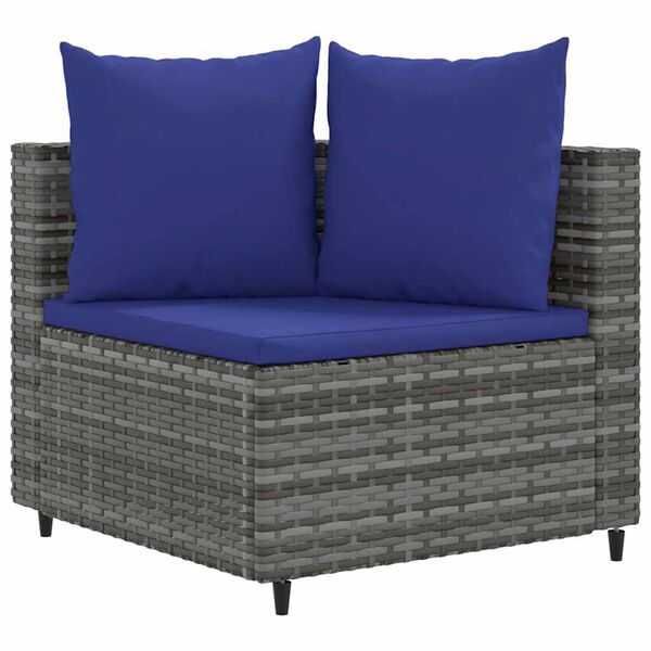 vidaXL Salon de jardin 8 pcs avec coussins gris r&eacute;sine tress&eacute;e
