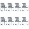 vidaXL Chaises de jardin lot de 8 Bois massif d'acacia Gris