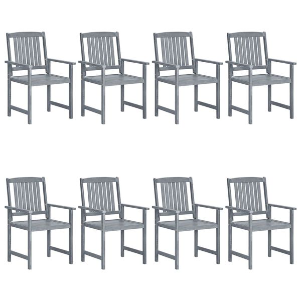 vidaXL Chaises de jardin lot de 8 Bois massif d'acacia Gris