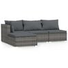 vidaXL Salon de jardin 4 pcs avec coussins Gris R&eacute;sine tress&eacute;e