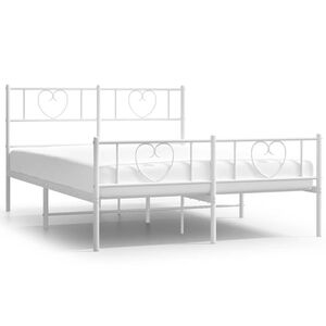vidaXL Cadre de lit m&eacute;tal sans matelas et pied de lit blanc 150x200 cm