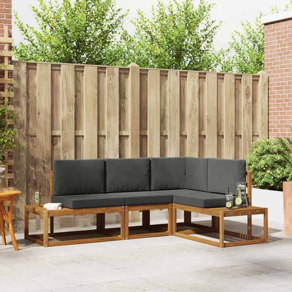 vidaXL Ensemble de canap&eacute;s d'ext&eacute;rieur 4 Pi&egrave;ce Naturel et Anthracite