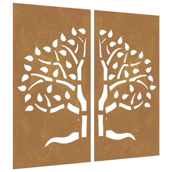 vidaXL Décorations murales jardin 2 pcs 105x55 cm design d'arbre