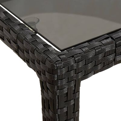 vidaXL Table de jardin Noir 250x100x75 cm Verre trempé et poly rotin