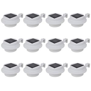 vidaXL Lampes solaire à LED d'extérieur pour clôture 12 pcs Blanc