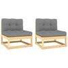vidaXL Canapés centraux de jardin coussins gris2pcs Bois de pin massif
