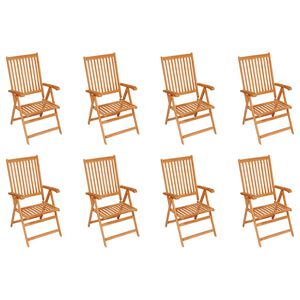 vidaXL Chaises inclinables de jardin lot de 8 Bois de teck solide