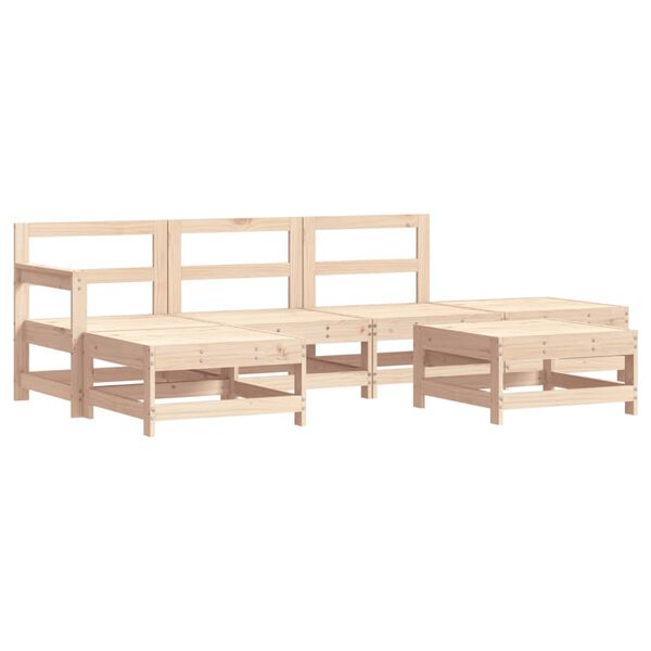 vidaXL Salon de jardin 6 pcs avec coussins bois massif