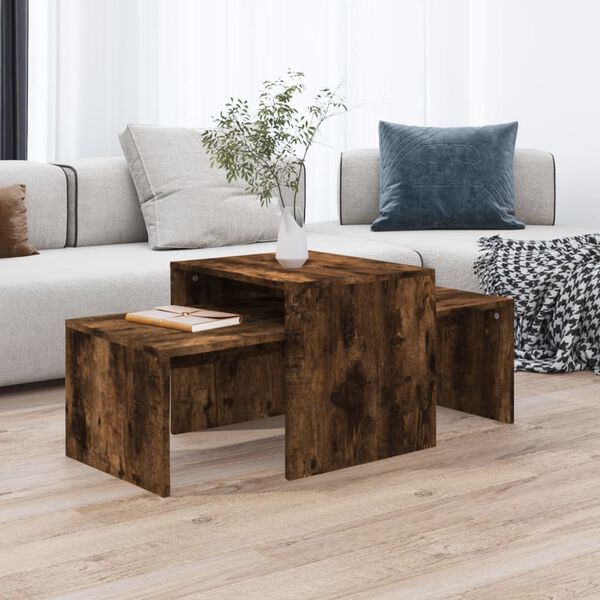 vidaXL Ensemble table basse Chêne fumé 100x48x40 cm Bois d'ingénierie