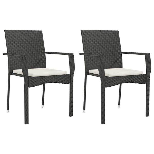 vidaXL Ensemble &agrave; manger de jardin coussins 7pcs Noir R&eacute;sine tress&eacute;e