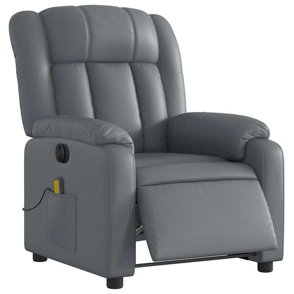 vidaXL Fauteuil inclinable de massage &eacute;lectrique gris similicuir