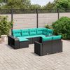 vidaXL Salon de jardin 10 pcs avec coussins noir r&eacute;sine tress&eacute;e
