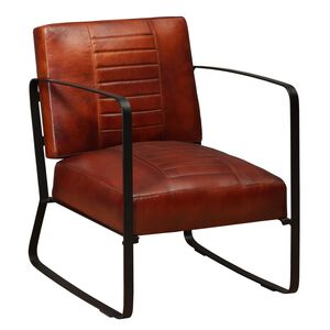 vidaXL Fauteuil marron cuir véritable