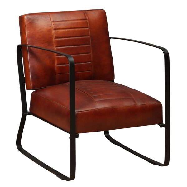 vidaXL Fauteuil marron cuir véritable
