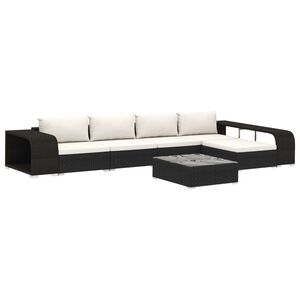 vidaXL Salon de jardin 8 pcs avec coussins r&eacute;sine tress&eacute;e noir