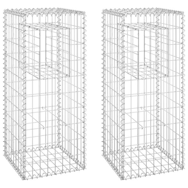 vidaXL Poteaux à panier de gabion 2 pcs 40x40x100 cm Fer