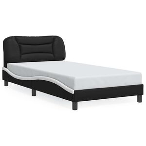 vidaXL Cadre de lit sans matelas Hvar noir et blanc 100x203 cm similicuir