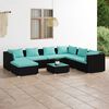 vidaXL Salon de jardin 8 pcs avec coussins R&eacute;sine tress&eacute;e Noir