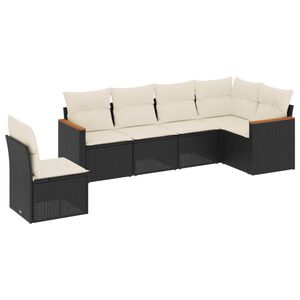 vidaXL Salon de jardin 6 pcs avec coussins noir r&eacute;sine tress&eacute;e