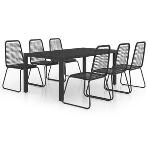 vidaXL Ensemble &agrave; manger de jardin 7 pcs PVC r&eacute;sine tress&eacute;e noir