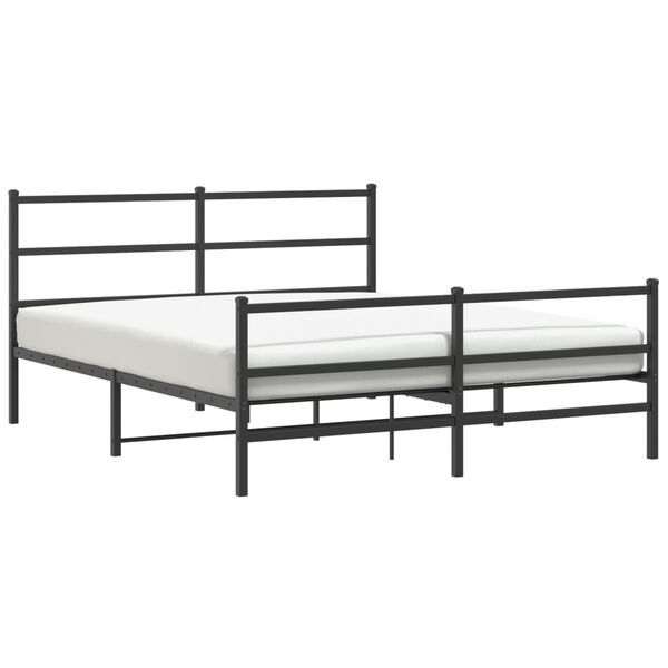 vidaXL Cadre de lit m&eacute;tal sans matelas avec pied de lit noir 150x200cm