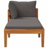 vidaXL Chaise longue avec 1 accoudoir Gris fonc&eacute; Bois d'acacia solide
