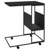 vidaXL Table d'appoint avec roues noir 55x36x63,5 cm bois d'ingénierie