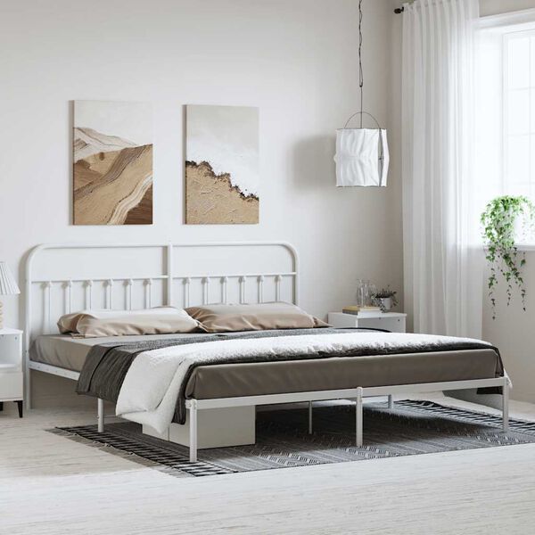 vidaXL Cadre de lit métal sans matelas et tête de lit blanc 193x203 cm