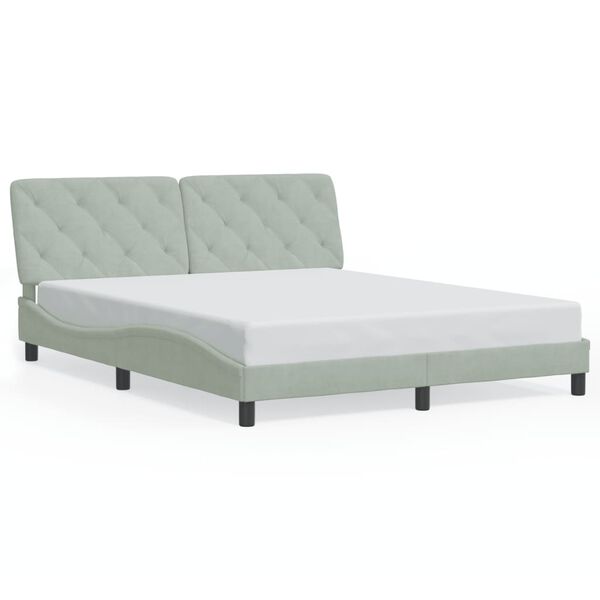 vidaXL Cadre de lit sans matelas gris clair 152x203 cm velours