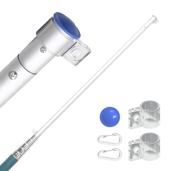 vidaXL M&acirc;t de drapeau t&eacute;lescopique Argent&eacute; 5,5 m Aluminium