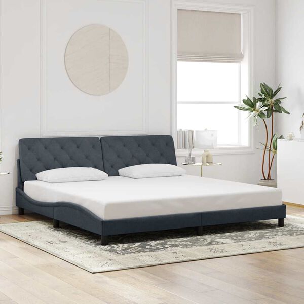 vidaXL Cadre de lit sans matelas gris fonc&eacute; 193x203 cm velours