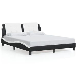 vidaXL Cadre de lit sans matelas Zadar noir et blanc 152x203 cm similicuir