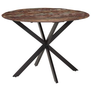 vidaXL Table &agrave; d&icirc;ner &Oslash;110x78 cm Bois de r&eacute;cup&eacute;ration massif et acier